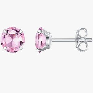 CZ Pink 14k Gold Plated Stud Earrings. New.